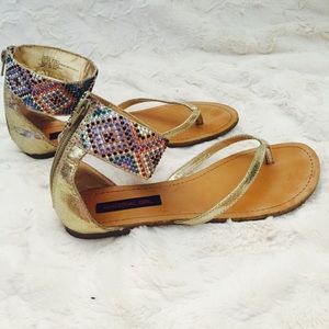 Jeweled Ankle Wrap Sandals
